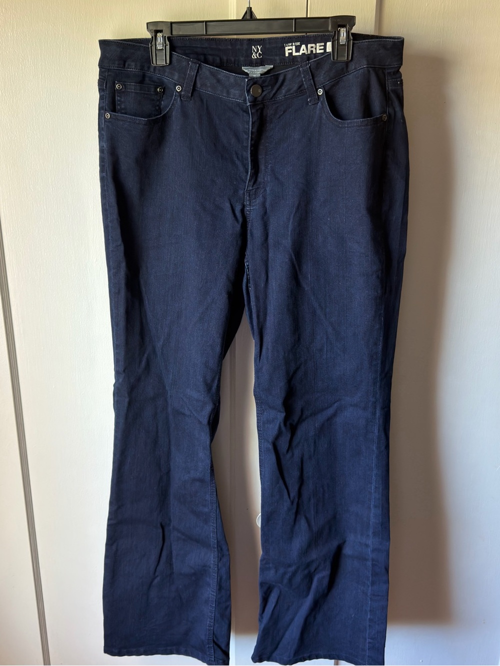 New York & Company Navy Flared Jeans